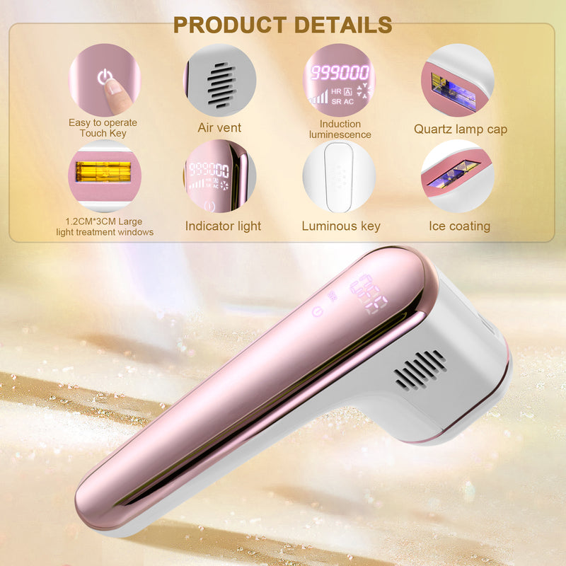 At-Home Cooling IPL Hair Removal Permanent Laser Hair Removal 999900 Flashes for Facial Legs Arms Whole Body Treatment T10 PRO